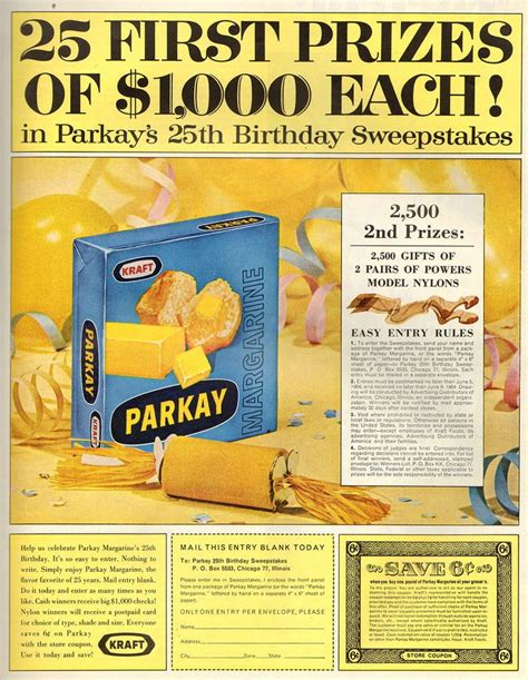 parkay butter 25th birthday sweepstakes food 1964 25th