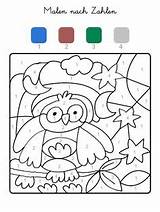 Color Number Coloring Numbers Printable Kindergarten Preschool Activities Pages Easy Worksheets Sheets Owl Paint Worksheet Nach Zahlen Malen Learning Eule sketch template