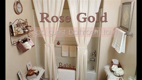 rose gold spa bathroom  small guest bathroom  diy