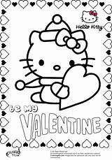 Coloring Pages Valentine Kitty Hello Cute Color Valentines Cat Printable Kids Print キティ Heart Barbie Getcolorings ハロー Shape February Draw sketch template