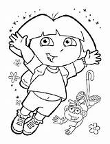 Dora Coloring Explorer Pages Color Kids Monkey Boots Jumps Pages2color Print Printable sketch template