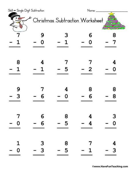 single digit subtraction worksheets worksheets