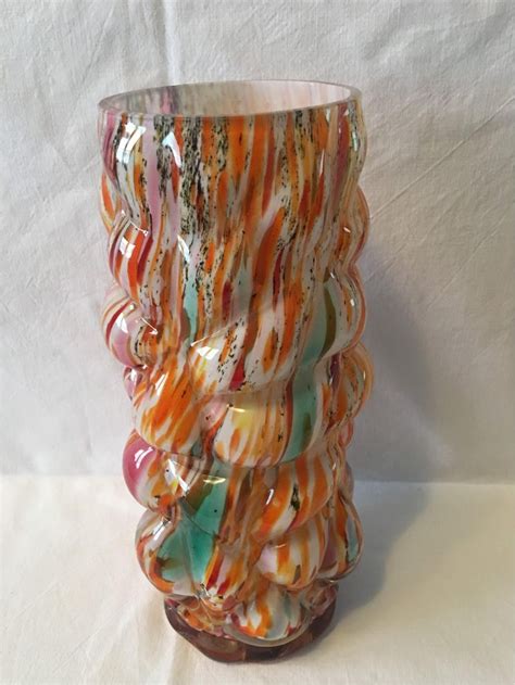 Multi Color Hand Blown Murano Glass Vase From 1960s Italy For Sale At