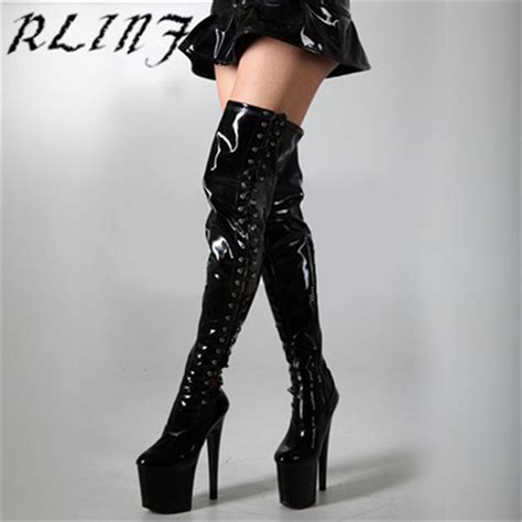 rlinf new 20cm superfine high heels nightclub pole dance boots red fun