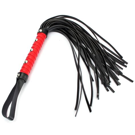 erotic toys sexy whip black lash red handle for adult game pu leather