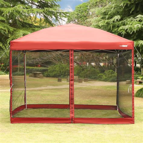 vivohome  oxford outdoor easy pop  canopy screen party tent  mesh side walls red