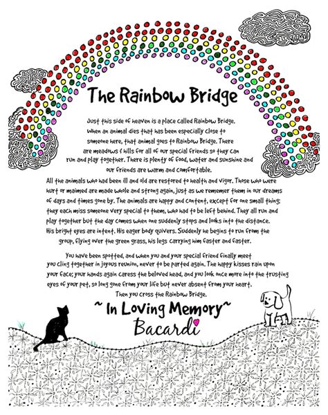 rainbow bridge poem personalize  print   etsy