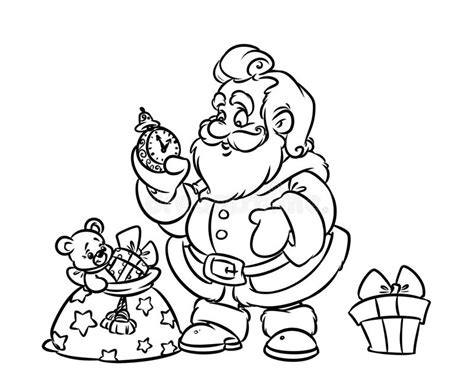 christmas santa claus gift bag coloring page stock illustration image