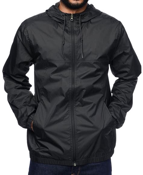 men stylish black windbreaker jacket