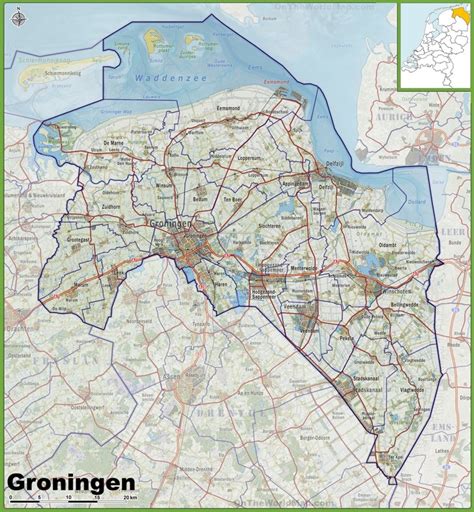map  groningen province  cities  towns ontheworldmapcom