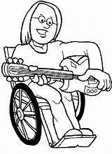 Guitar Disability Playing Coloring Boy sketch template