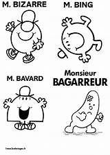 Monsieur Madame Bavard Bagarreur école Colorier Mme Maternelle Plastique Visuels sketch template