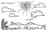Mewarnai Langit Pemandangan Gunung Awan Sawah Sketsa Menggambar Matahari Cerah Berawan Lukisan Alam Bawah Bonikids Indah Bestkartun sketch template