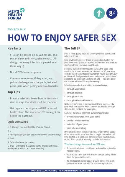 toolbox talk 8 how to enjoy safer sex pdf men s
