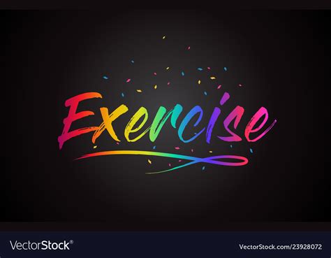 exercise word text  handwritten rainbow vector image