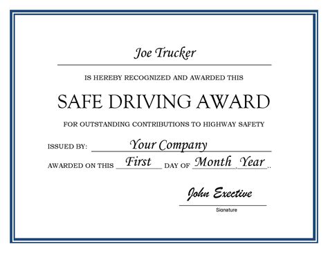 images  driver   month certificate template  safe driving