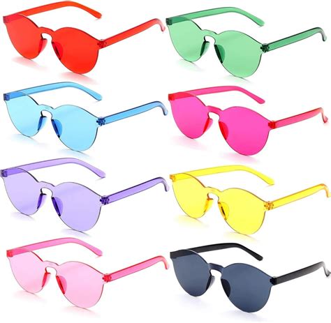 Round Rimless Sunglasses Candy Color Frameless Glasses