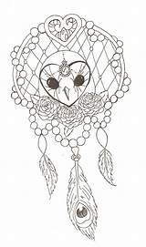 Owl Dreamcatcher Deviantart Drawing sketch template