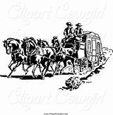 Stagecoach Fargo Wells Cowboys Bestvector sketch template