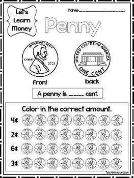 lets learn money worksheets preschool st grade math