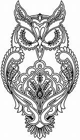 Coloring Pages Owl Mandala Bydreamsfactory Adult Embroidery sketch template