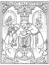 Coloring Valentine St Saints Catholic Pages Saint Printable Christian School Sunday Valentines Kids Religion Colouring Sheets Color Print Crafts Feast sketch template