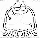 Jellyfish Drunk Clipart Cartoon Bored Outlined Coloring Vector Cory Thoman Royalty sketch template