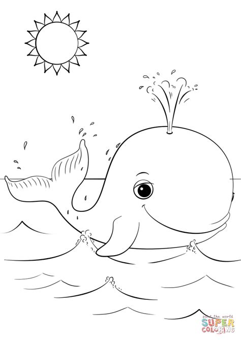 dibujo de ballena linda de dibujos animados  colorear dibujos