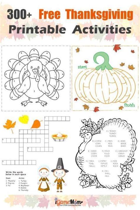 thanksgiving activities  kindergarten printables