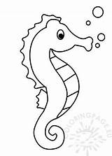 Seahorse Cartoon Underwater Coloring Water Under sketch template