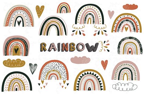 rainbow clipart boho rainbow baby shower cute colorful etsy vetores