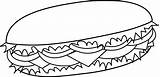 Sandwich Clipart Sub Clip Drawing Hamburger Food Cartoon Line Cliparts Submarine Ham Bread Sandwiches Chips Burger Outline Clipartpanda Viewing Bun sketch template