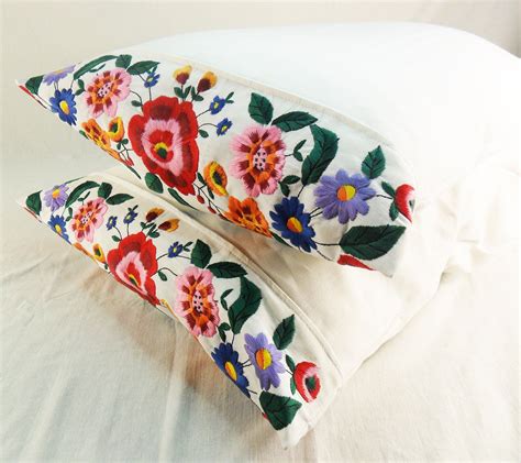 pillowcase with embroidery white pillowcase rustic style