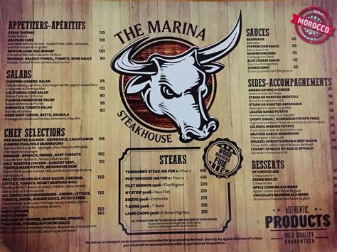 menu  marina steakhouse sale  les meilleurs restaurants  sale