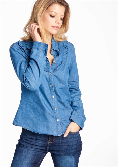 jeans blouse met ruches lolaliza