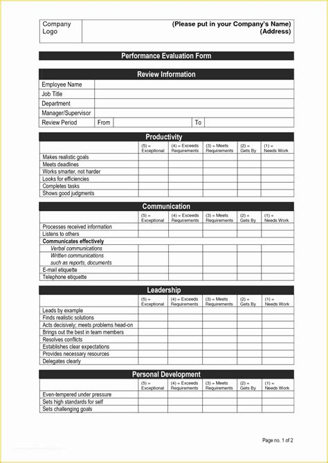 performance management templates   employee performance review