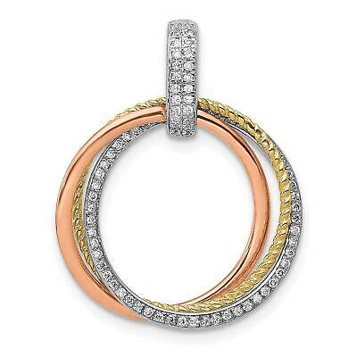 tri color gold  diamond textured moveable circles pendant