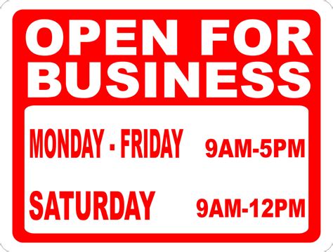 custom business hours sign signs  salagraphics