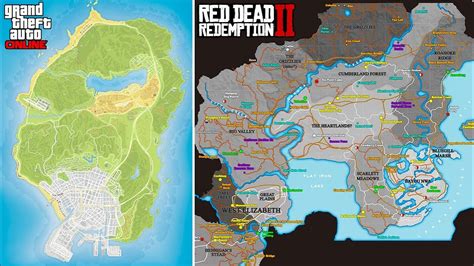 Gta 5 S Map Vs Red Dead 2 S Map New Treasure Hunts In Gta Online