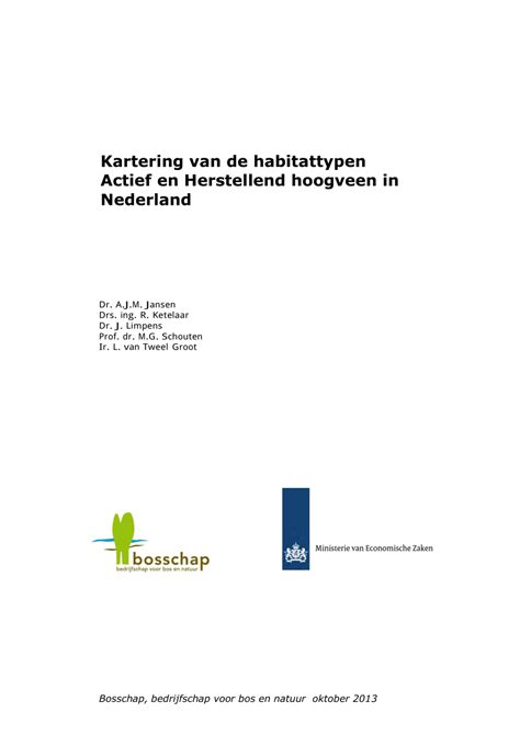 kartering van de habitattypen actief en herstellend hoogveen  nederland