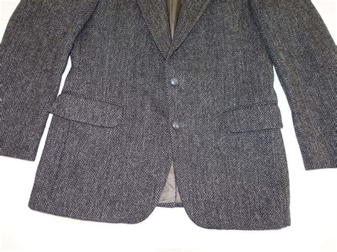 harris tweed men s herringbone sport coat size 40 regular charcoal gray