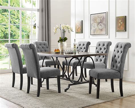 brassex  soho  piece dining set table  chairs grey  home