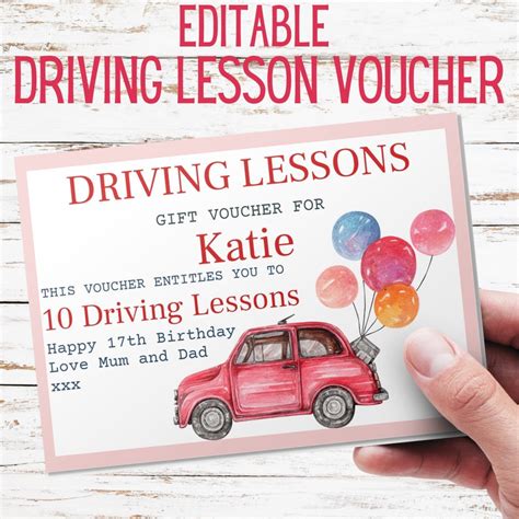 driving lessons voucher template driving lesson gift editable voucher