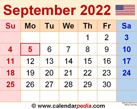 september  calendar templates  word excel