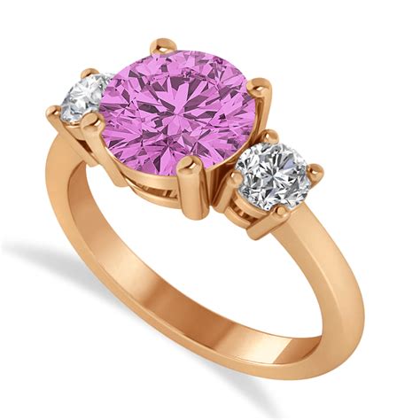 stone pink sapphire diamond engagement ring  rose gold ct az