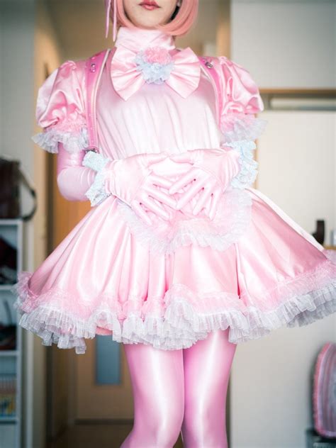 sissy dress sissy maid pink outfits satin dresses crossdressers