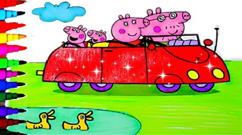 peppa pig car  coloring book pages   kids fun art sparkle