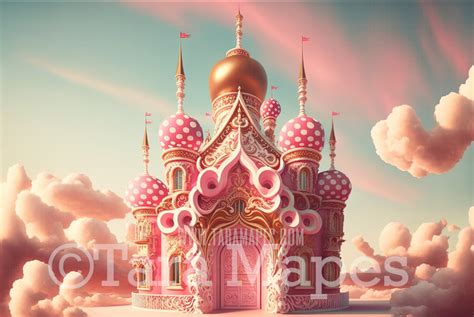 candy castle digital backdrop pink peppermint candy christmas castle