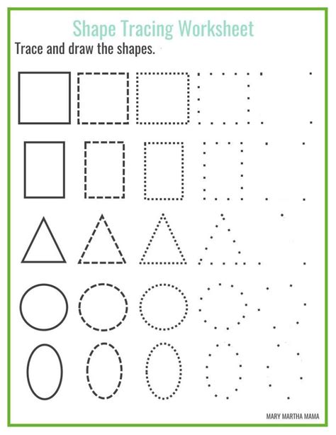 shape tracing printables shape worksheets  preschool shape