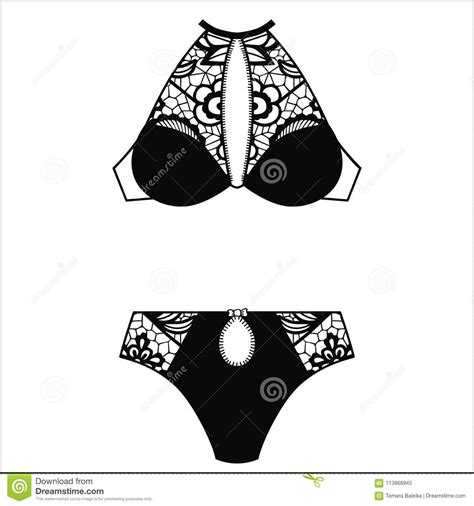 Hand Drawn Lingerie Panty And Bra Set Stock Vector